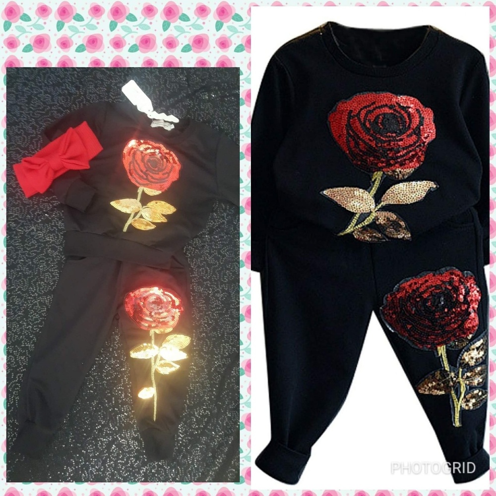 Sequin. Rose sweatpants